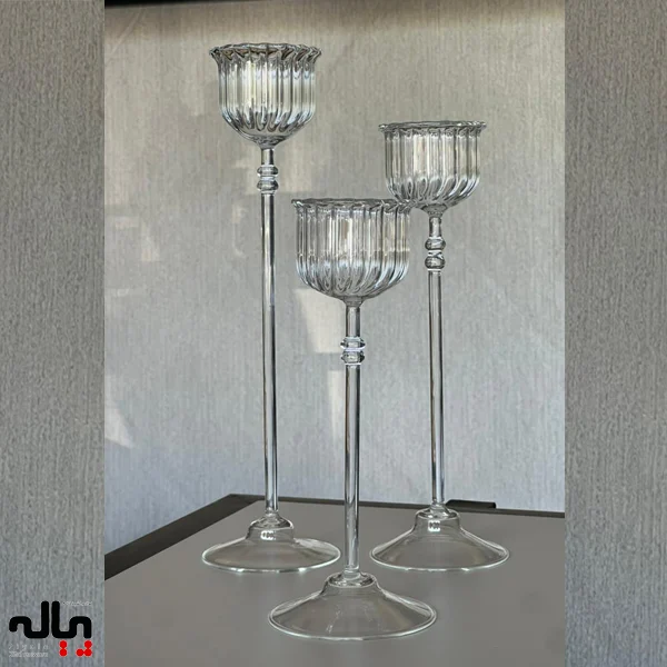 شمعدان پیرکس پایه بلند سه عددی