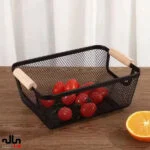 سبد فلزي دسته چوبي