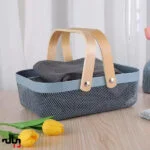 سبد فلزي دسته چوبي تاشو