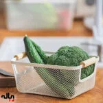 سبد فلزي دسته چوبي