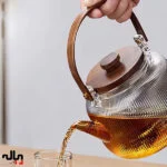 قوري پيركس دسته چوبي و درب چوبي