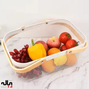 سبد فلزي دسته چوبي تاشو