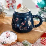 ماگ کریسمس سرامیکی درب‌دار طرح گوی برفی