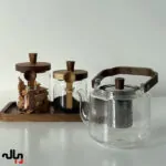 بانکه شیشه‌ای درب چوبی و قاشق دار در 3 سایز - تصویر 4